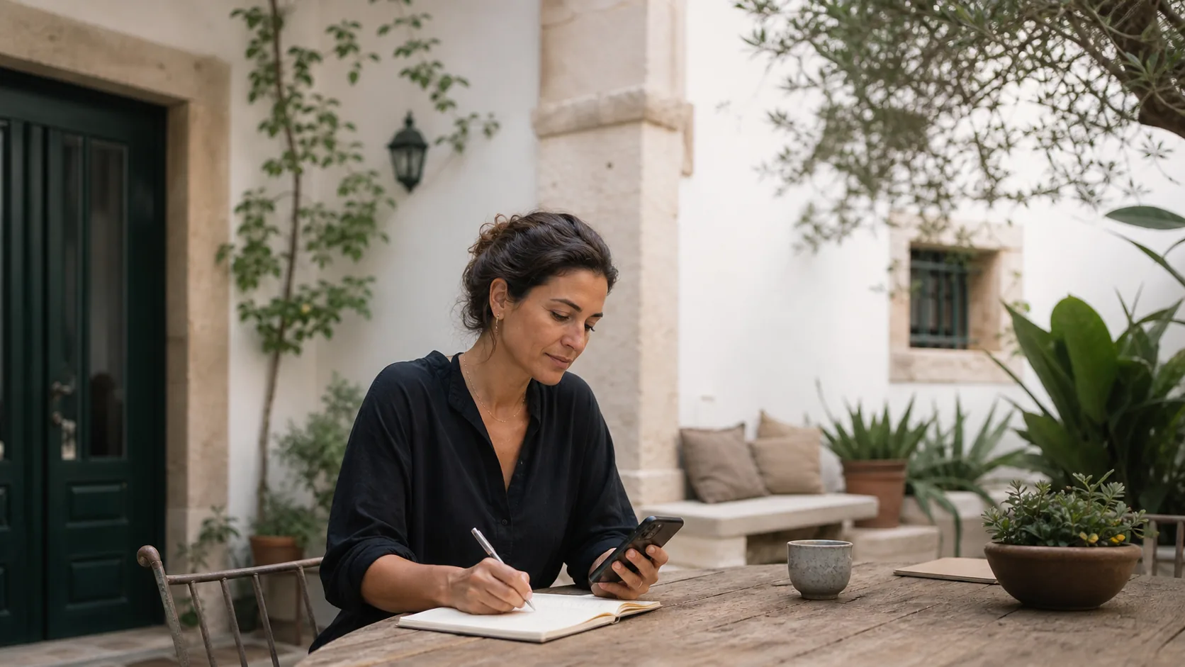 A calm planning moment before a journey in Portugal